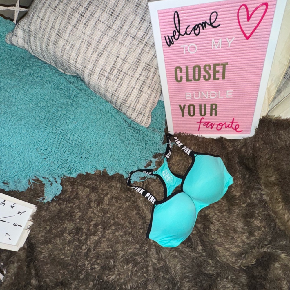 PINK Victoria's Secret Aqua and Black Bra